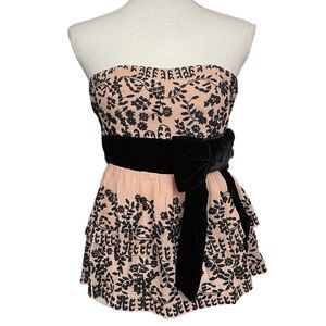 Floral Embroidered Beaded Tube Top EUC XS Plenty Blush Pink Strapless
